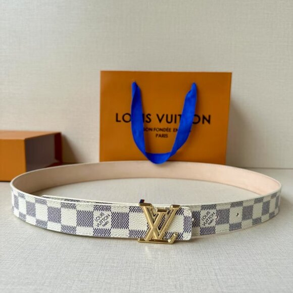 Louis Vuitton Checkered Belt - White and Gold - Picture 1 of 4